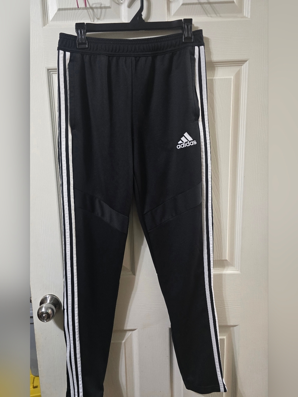 adidas Kids XL Black Track Pants with White Three-Stripes